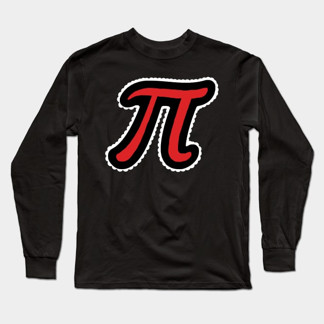 Red Black and White Pi Long Sleeve T-Shirt by ellenhenryart